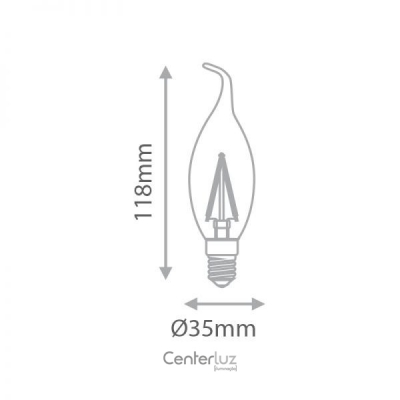 Lâmpada LED Vela Chama Fosca 2W 2700K (Branco Quente)